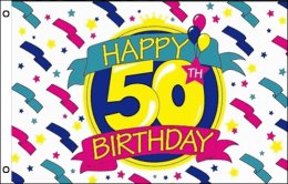 Happy 50th Birthday flag | Happy 50th Birthday party decoration