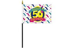 Happy 50th Birthday flag 100 x 150 | 50th birthday cake flag