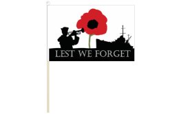 ANZAC Lest We Forget Navy flag 300mm x 450mm