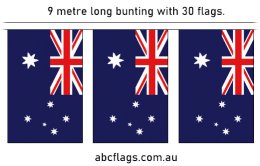 Australia flag bunting 9mt long with 30 x AU flags