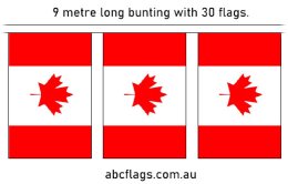 Canada flag bunting 9mt long with 30 x CA flags