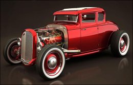 Hot Rod 03 | Candy Apple Red hot rod mancave wall hanging