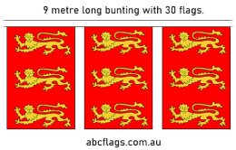 King Richard 1st flag bunting 9mt long with 30 flags