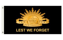 ANZAC Lest We Forget Rising Sun flag - Black
