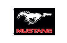 Mustang flag 600 x 900 | Black Mustang logo mancave wall flag