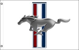Mustang flag 900 x 1500 | White Mustang logo mancave wall flag
