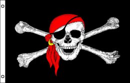 Pirate flag 900 x 1500 | Red Bandanna pirate flag 3' x 5'