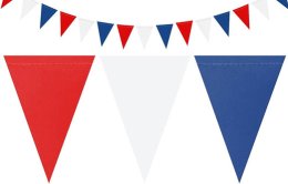 Red White Blue triangle flag bunting 12mt long with 27 tri-flags