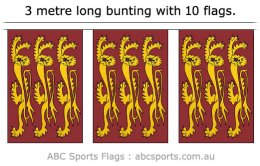 Richard the Lionheart flag bunting 3mt long with 10 flags