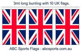 United Kingdom UK flag bunting 3mt long with 10 x UK flags