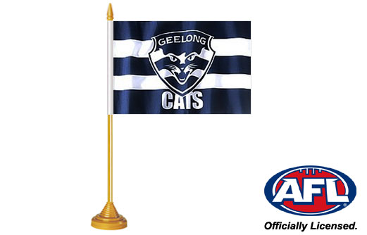 Image of Geelong Cats desk flag 160 x 230 Geelong Cats table flag