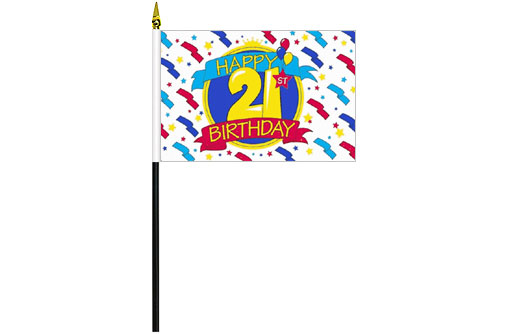 Happy 21st Birthday table flag | Happy 21st Birthday cake flag