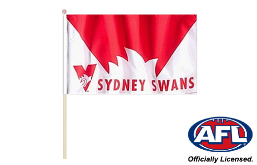 Image of Sydney Swans fan flag 300 x 500 Swans hand flag