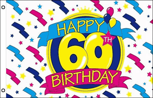 Happy 60th Birthday flag | Happy 60th Birthday party decoration