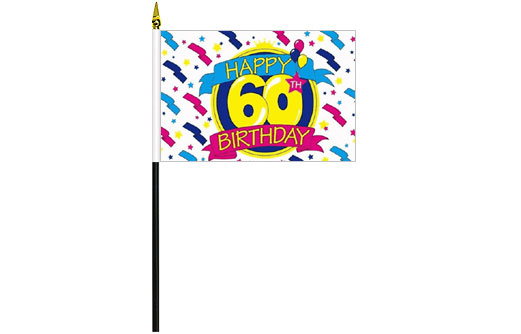 Happy 60th Birthday table flag | Happy 60th birthday cake flag