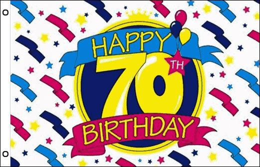 Image of Happy 70th Birthday flag Happy 70th Birthday party decoration