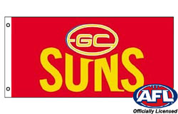 Image of Flag of Gold Coast Suns FC flag 900 x 1800 GC Suns funeral flag