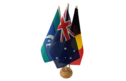 Image of Flag of Aboriginal, Australia, TSI 150mm x 300mm 3 tiny flag table set