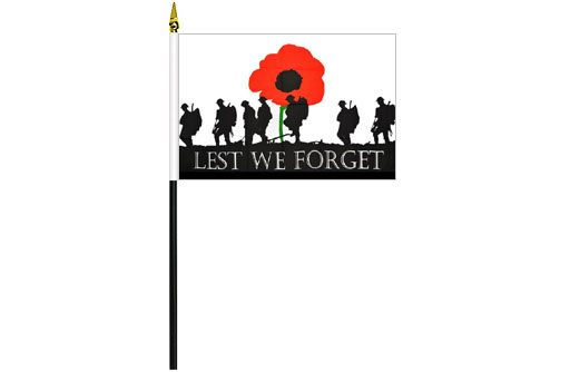 Image of ANZAC Lest We Forget Army flag 100mm x 150mm