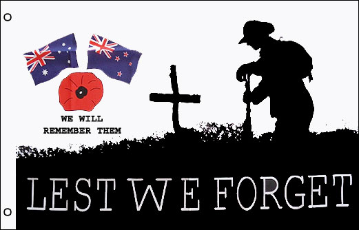 Image of ANZAC Lest We Forget Australia and New Zealand flag