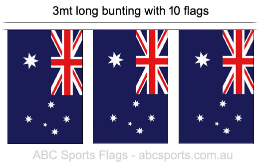 Image of Australia flag bunting 3mt long with 10 x AU flags