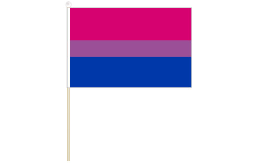 Image of Bi pride hand waving flag Bi pride stick flag