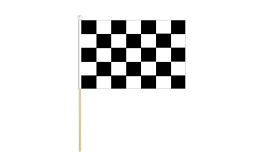 Black and white check stick flag 160 x 230 | Check racing flag