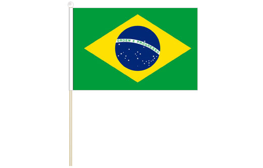 Image of Brazil hand waving flag Brazil stick flag