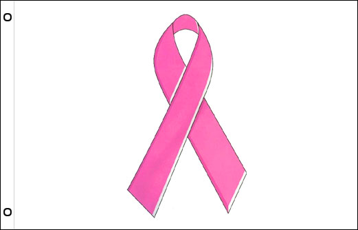 Image of Breast Cancer Awareness flag 900 x 1500 White BCA pink ribbon