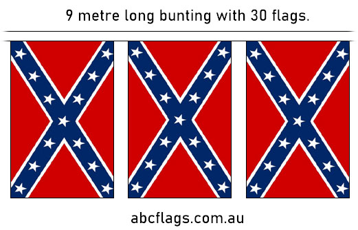 Confederate flag bunting 9mt long with 30 x 155x225mm flags