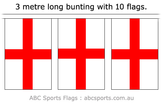 Image of England flag bunting 3mt long with 10 Saint george flags