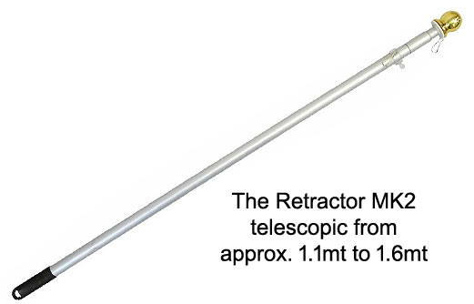 The Retractor MK2 1.6mt telescopic aluminium hand flagpole
