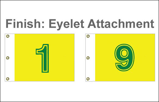 Image of Golf club flag set 1-9 holes eyelet finish. Australian made.