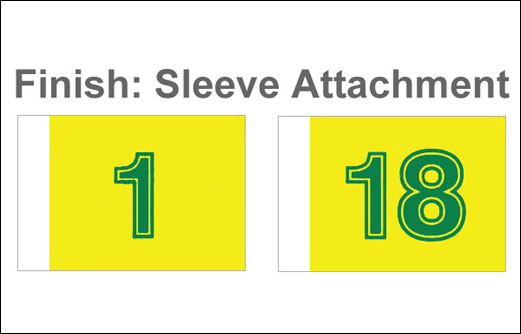 Image of Golf course flag set 1-18 holes sleeve finish. Australian made.