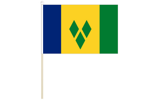 Image of Saint Vincent hand waving flag The Grenadines stick flag