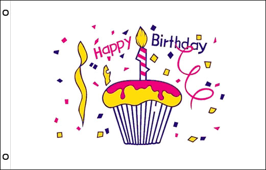 Image of Happy Birthday Cupcake flag 900 x 1500 Happy Birthday banner