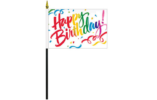 Happy Birthday table flag (White) | Happy Birthday cake flag