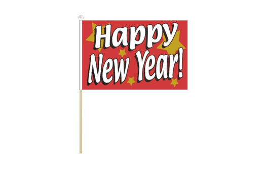 Image of Happy New Year flag 150 x 230 Happy New Year stick flag