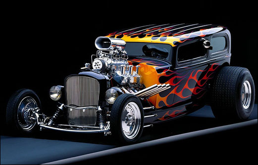 Hot Rod 04 | Retro Flame hot rod mancave wall hanging