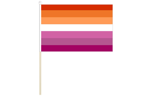 lesbian sunset hand waving flag 300 x 450 | lesbian pride flag