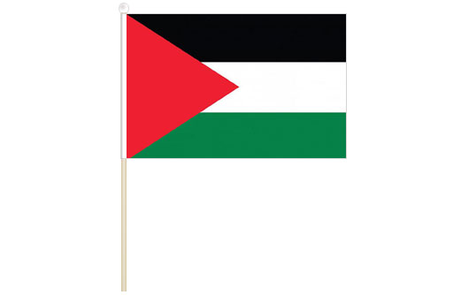 Image of Palestine hand waving flag Palestine stick flag