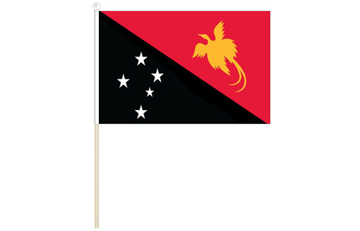 Papua New Guinea hand waving flag | Papua New Guinea stick flag