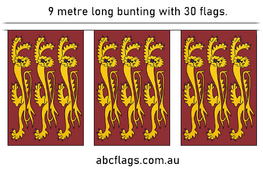 Richard Lionheart flag bunting 9mt long with 30 flags