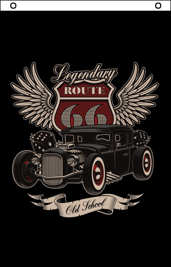 Rocket 88 Route 66 wall hanging 1500 x 900 | Rocket 88 flag 5x3