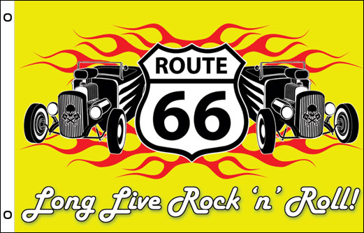 Route 66 Long Live Rock 'n' Roll flag 900 x 1500 Route 66 flag