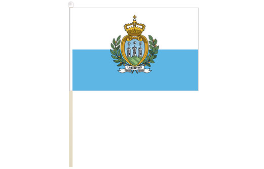 Image of San Marino hand waving flag San Marino stick flag
