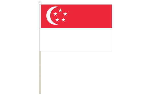 Image of Singapore hand waving flag Singapore stick flag