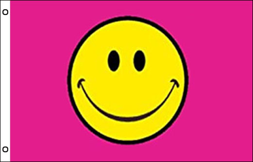 Smiley flag 900 x 1500 | Hot Pink smiley flag 3' x 5'