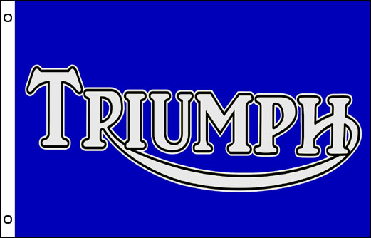 Triumph logo flag 900 x 1500 | Blue Triumph logo flag 3' x 5'
