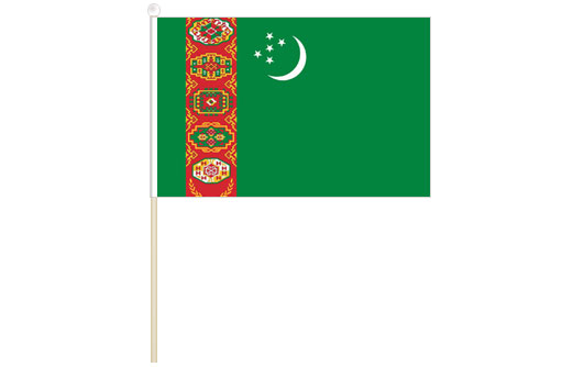 Turkmenistan hand waving flag | Turkmenistan stick flag